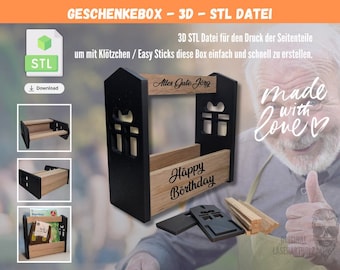 Geschenkebox / Geburtstag / Weihnachten | 3D-Druckvorlage für Klötzchen-DIY | STL-Datei für Easy Sticks oder Klötzchen