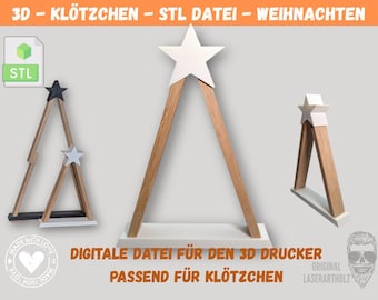 3D STL - Datei Tannenbaum / Weihnachtsbaum für Klötzchen - EasySticks | Personalisierbar | Weihnachten | Auch gewerblich nutzbar
