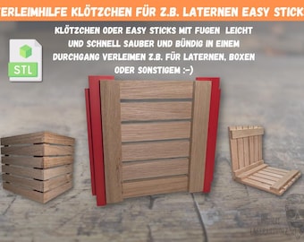 Gluing aid for repeatable side panels with joints for blocks / Easy Sticks - 3D printing - Block tools - Lantern / Tea light / Box