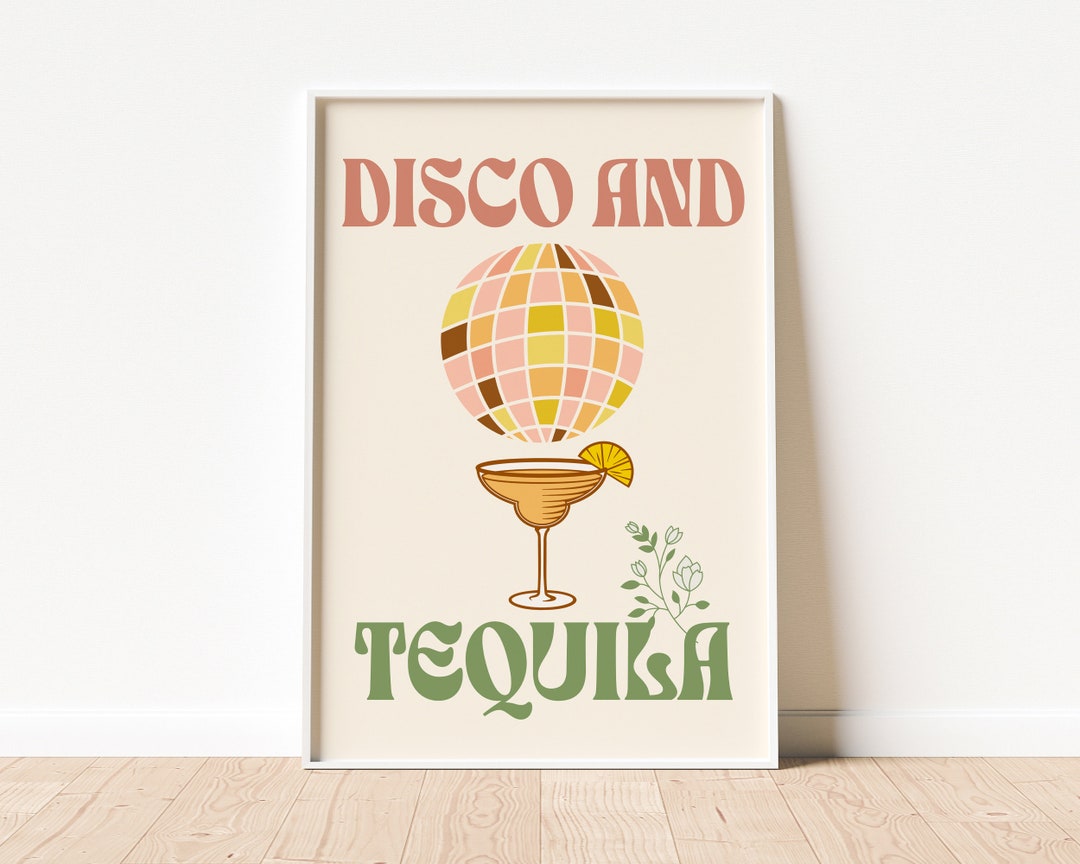 Tequila Poster Tequila Bar Cart Décor Disco Ball Décor Etsy