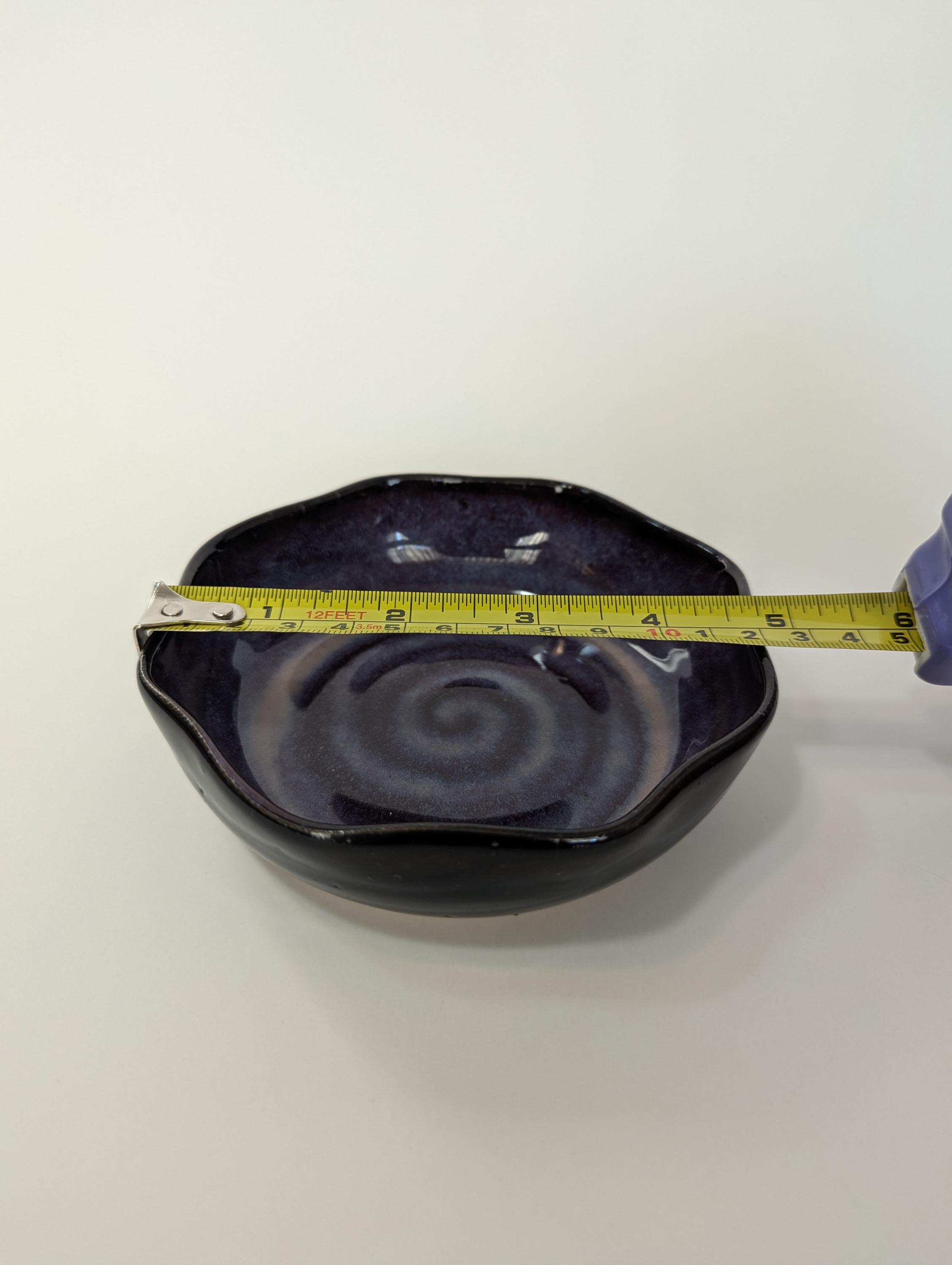 Handmade Pottery Bowl With Purple and Black Swirl, Ceramic, Wheel ...