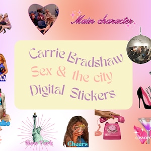 Carrie Bradshaw/ Sex & The City themed Digital Stickers | Pre-cropped Digital Sticker Sheet