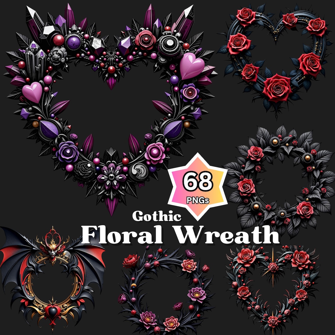 Gothic Floral Wreath PNG Clipart, Dark Rose, Thorn Border (digital ...