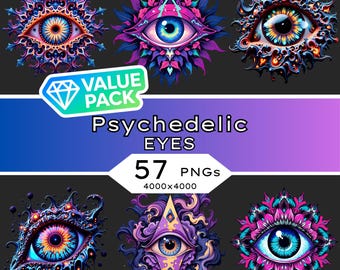 57 Psychedelic Eye PNG Clipart • Surreal Boho Illustrations (Digital Download)