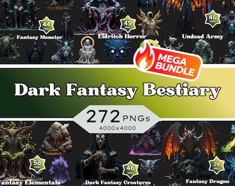 Dark Fantasy Clipart – 272 Monster, Dragon & Horror PNGs (4000x4000px) (Digital Download)