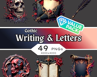 Gotisch schrift, png-bestand • Dark Academia Ephemera (digitale download)