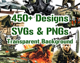 Clipart Military SVG & PNG | 450+ Image Bundle | Digital Military Art | Military Sublimation | Transparent Background | Commercial Use