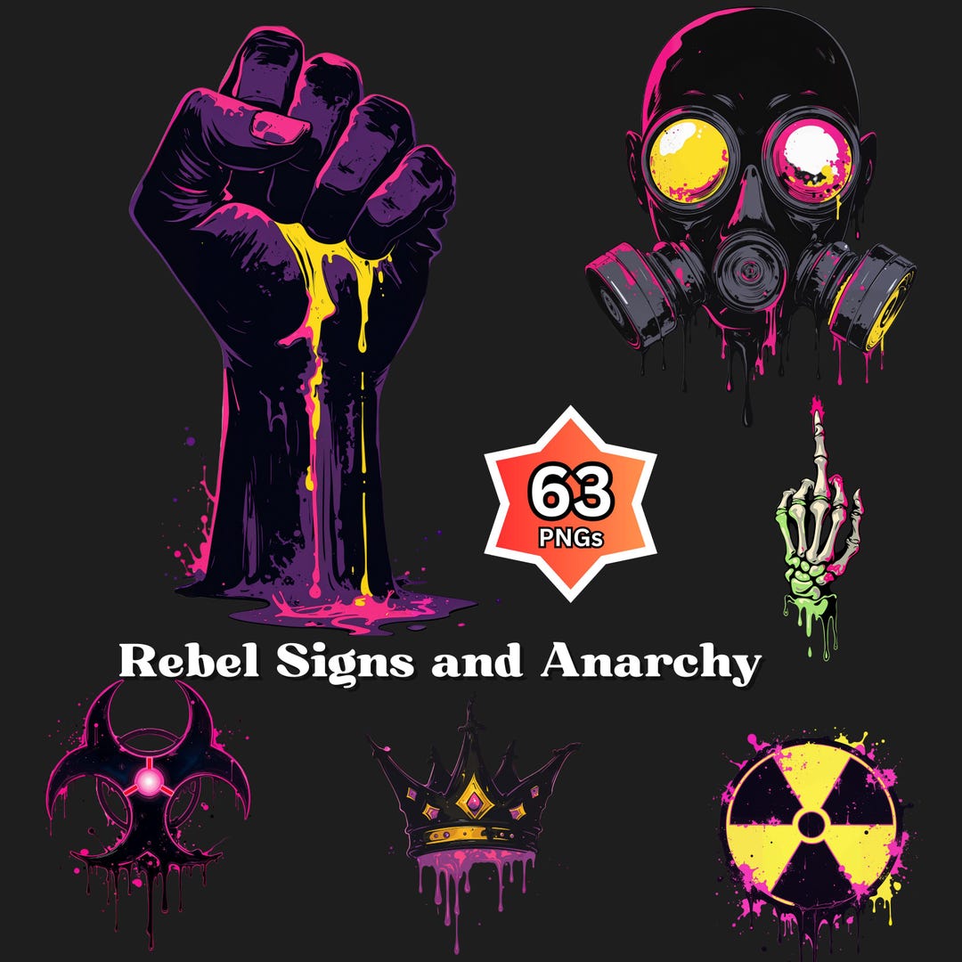 Rebel Anarchy PNG Clipart Bundle: Punk Streetwear Graphics (digital ...
