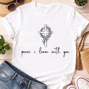 Dove of Peace Religious Cross Design SVG, Bible Scripture Church Streetwear Graphic, Peace Is Leave With You Clipart PNG
