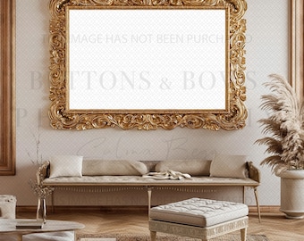 large room mock up digital with horizontal gold frame