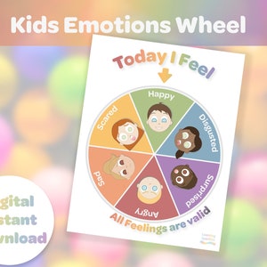 Feeling Wheel for kids, Emotion Wheel printable