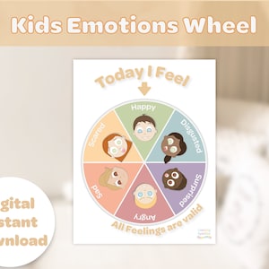 Feeling Wheel for kids, Emotion Wheel printable,