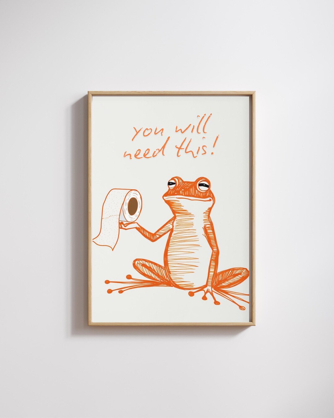 Funny Frog Bathroom Wall Art - Toilet Humor Print - Toilet Paper Art ...