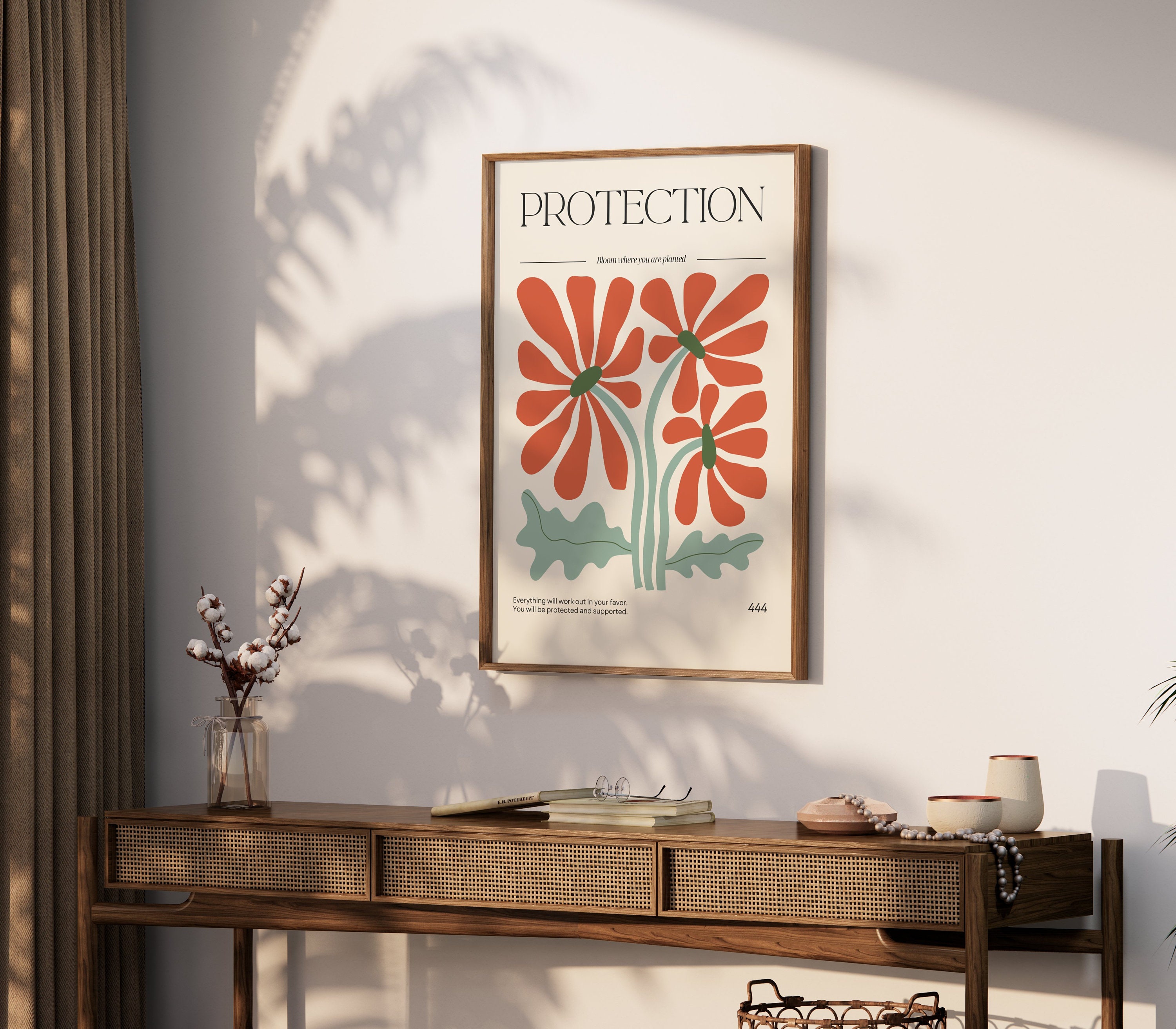 Protection Wall Art Print, Bloom Where You Are Planted Poster, Retro ...