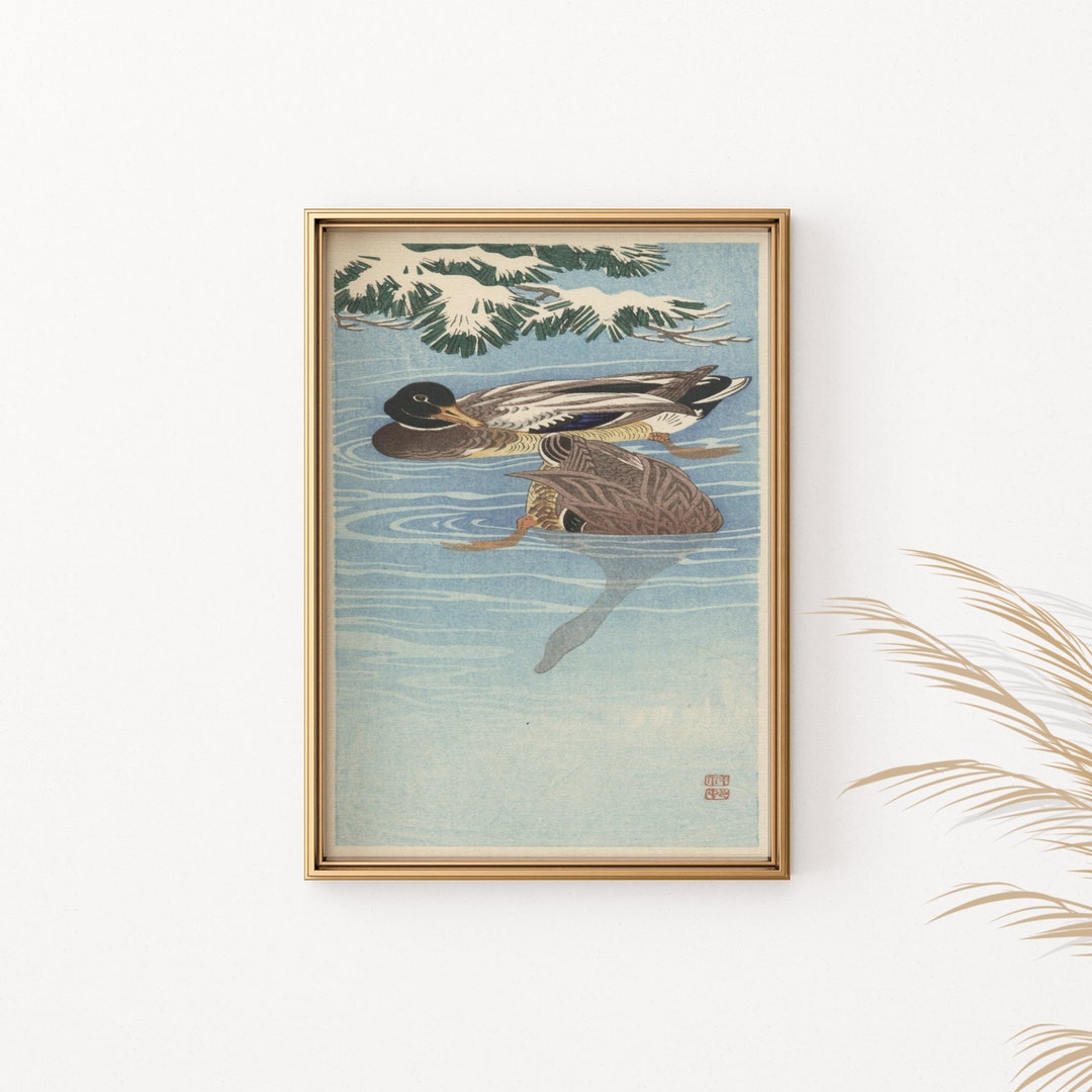 Vintage Duck and Water Scene, Japanese Art Print, Traditional Wall ...