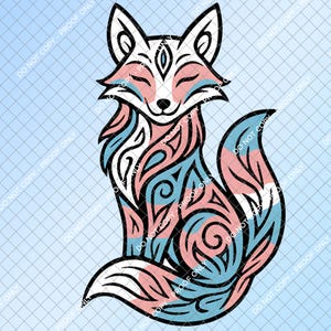 Raposa do Orgulho Trans SVG e PNG | Adesivo Digital LGBTQ+ | Clipart Transgênero Kawaii | Adesivo de Orgulho | Arte Furry | Download por Sublimação