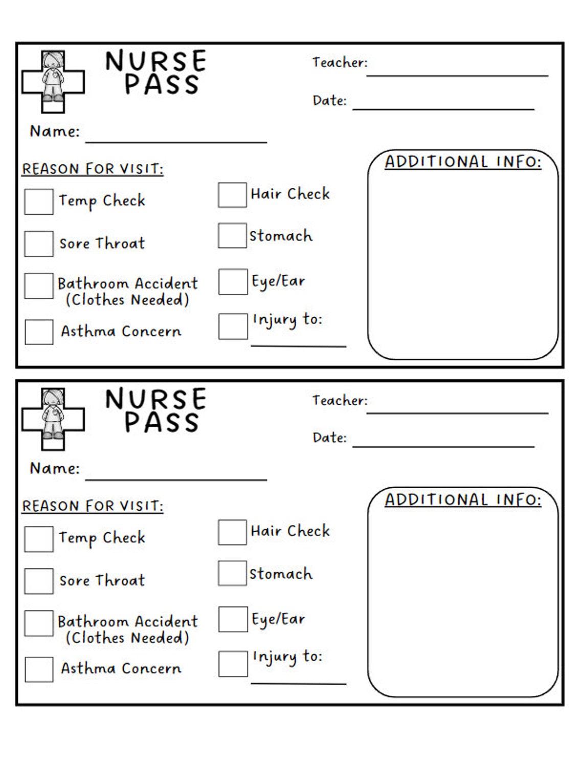 Free Nurse Printables Pass