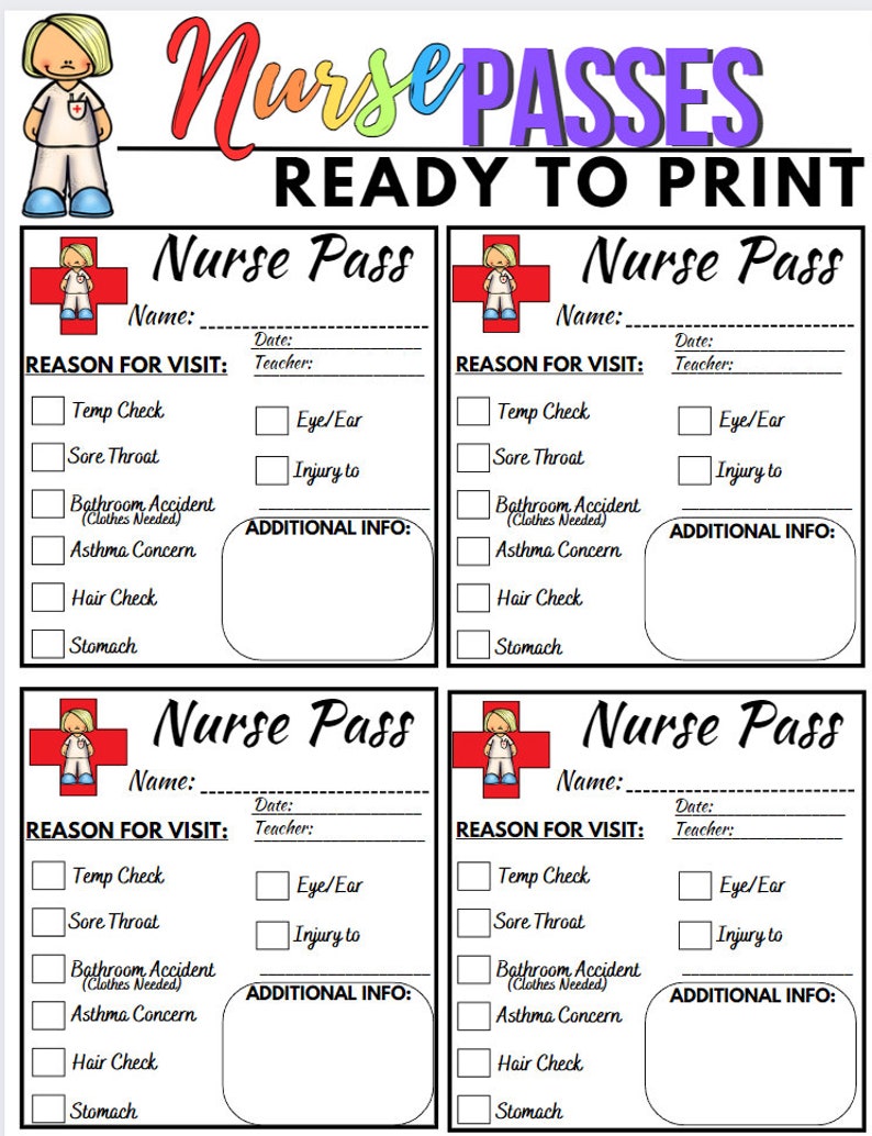 Nurse Pass (Download Now) - Etsy