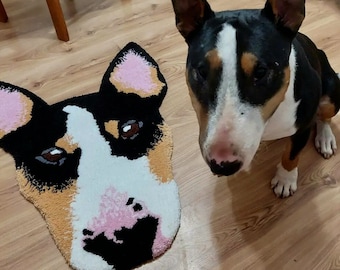 Custom Tufted Pet Portrait, Rug or Wall Hanging, Dog Cat Memorial Gift, Pet Shaped Wall Art, Personalised Yarn Portrait, Handmade in the UK