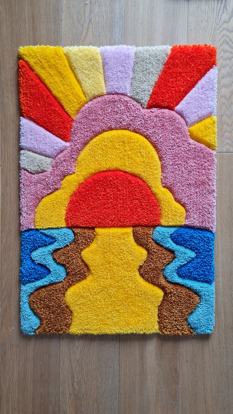 Groovy Sunset Rug | Handmade Tufted Area Rug - Etsy