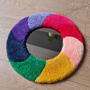 Multicolour Tufted Mirror / Handmade Round Mirror image 4