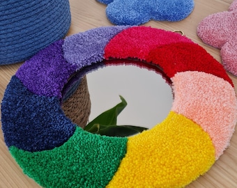 Multicolour Tufted Mirror / Handmade Round Mirror