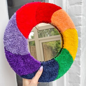 Multicolour Tufted Mirror / Handmade Round Mirror image 2