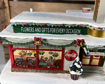 Coca-Cola Hawthorne  Holiday Village “Holiday Village Florist” Collectible Christmas House Vintage Lighted House Lamp Xmas Advertising Cert