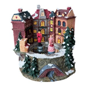 Figurka w pudełku muzycznym „Regal Nutcracker” w stylu vintage, dekoracja świąteczna, łyżwiarze na lustrze „Pond”, w stylu vintage, zasilana bateriami