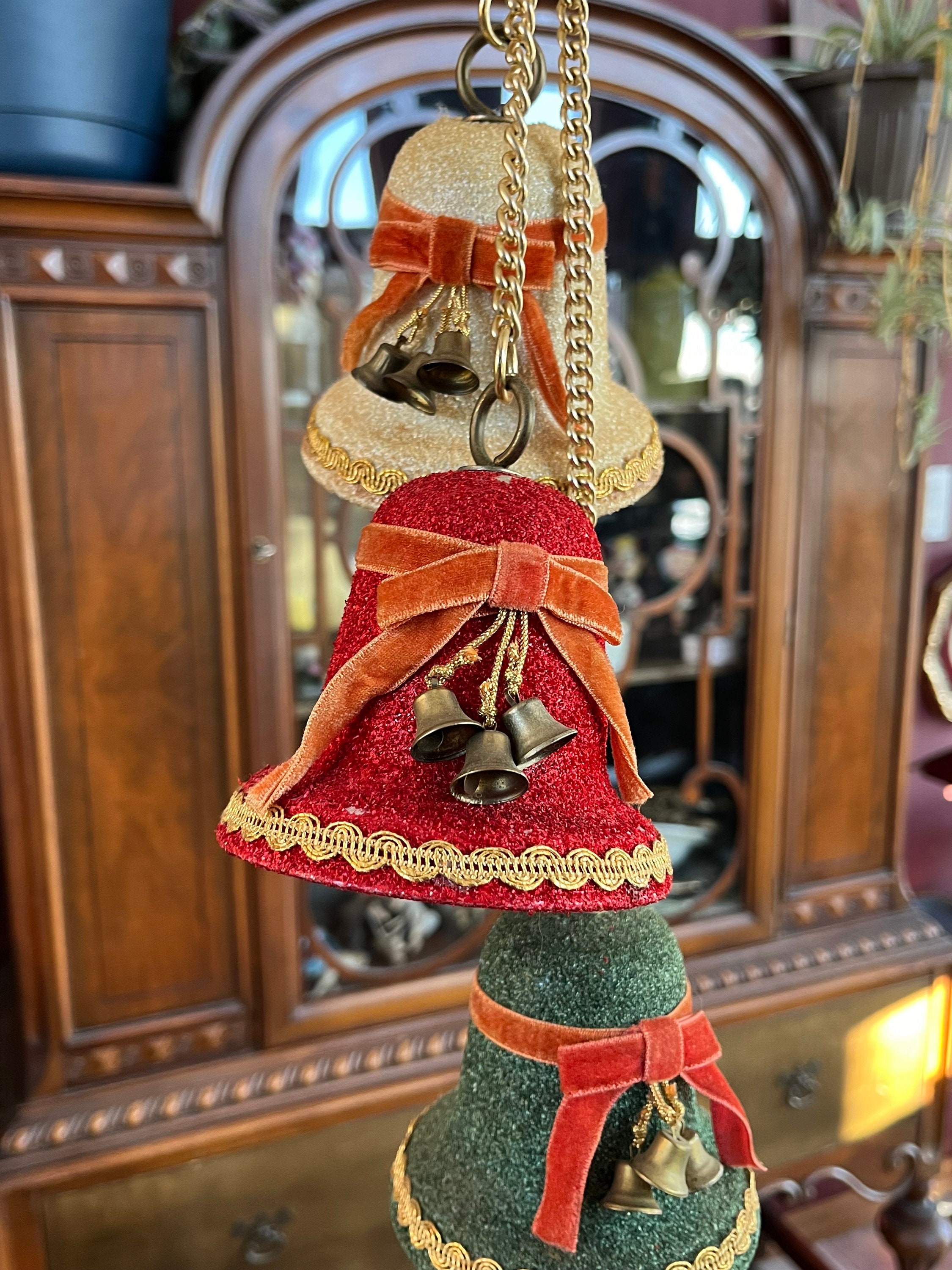 Christmas Bells Musical Christmas Triple Bell Ornament Vintage