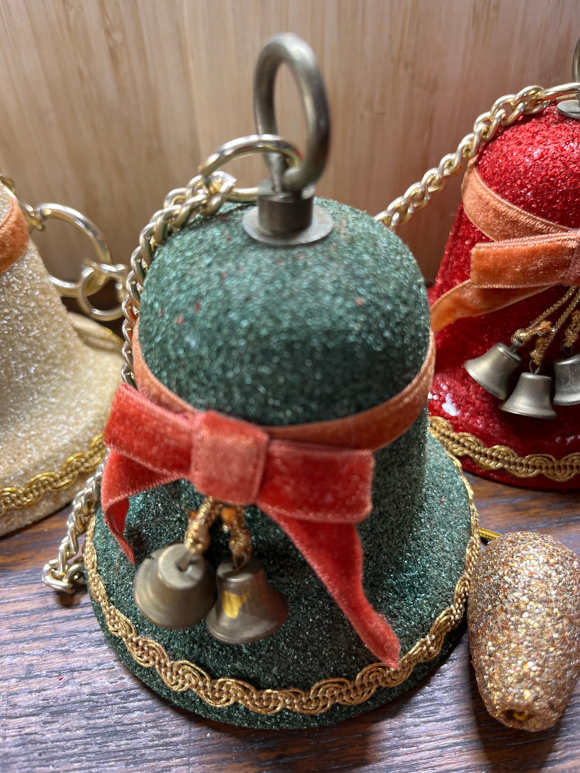 Christmas Bells Musical Christmas Triple Bell Ornament Vintage