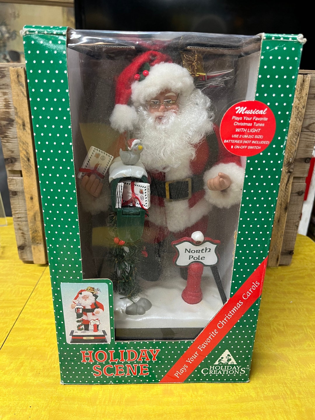 Santa Claus Holiday Scene Vintage Christmas Decor Xmas Decoration Saint ...