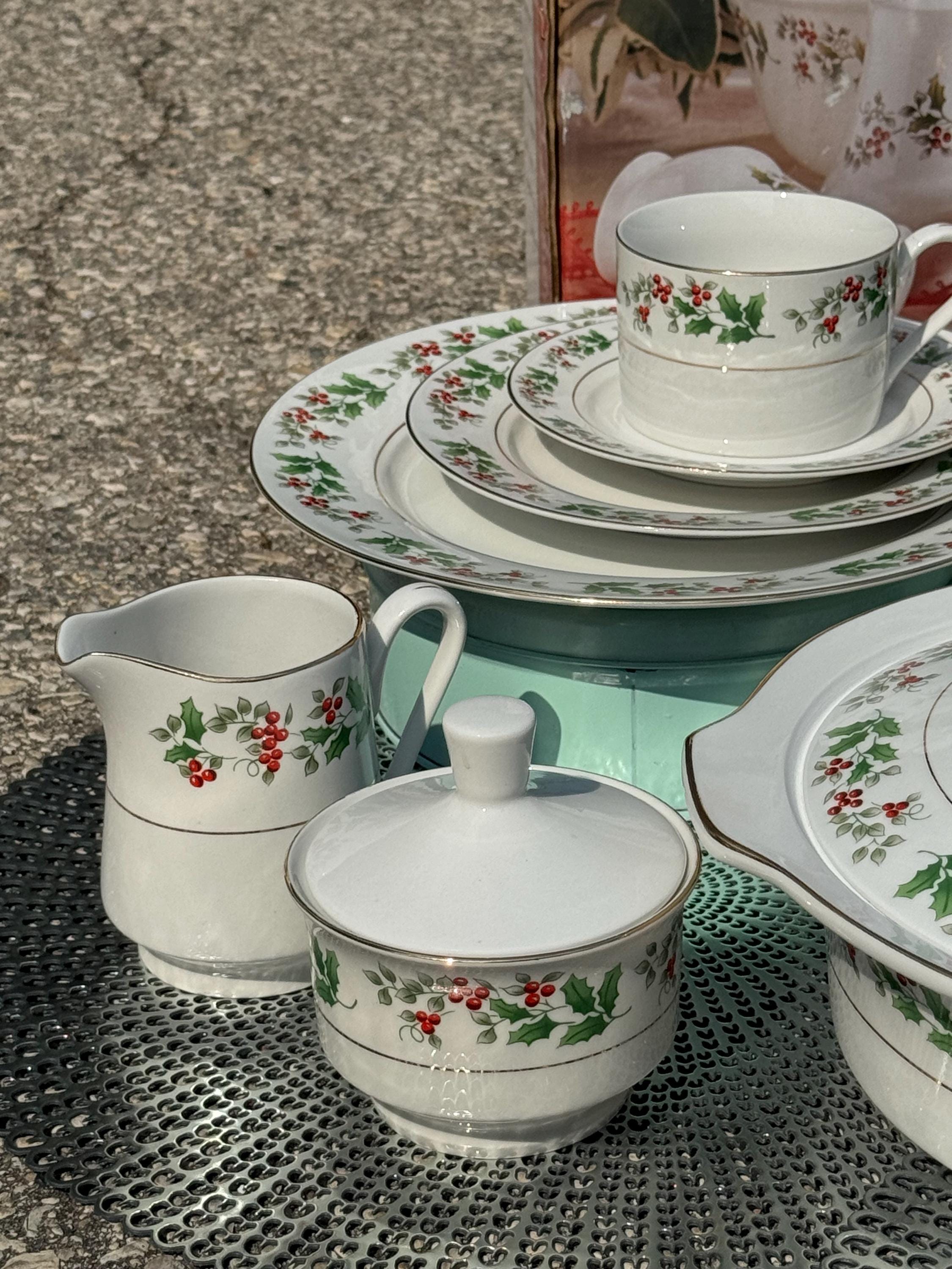 Table Setting for Eight Plus Gibson Housewares Christmas Charm