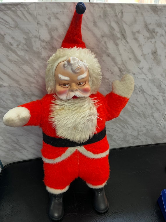Rushton Santa Claus Plush Rubber Face Vintage Christmas Decor Xmas