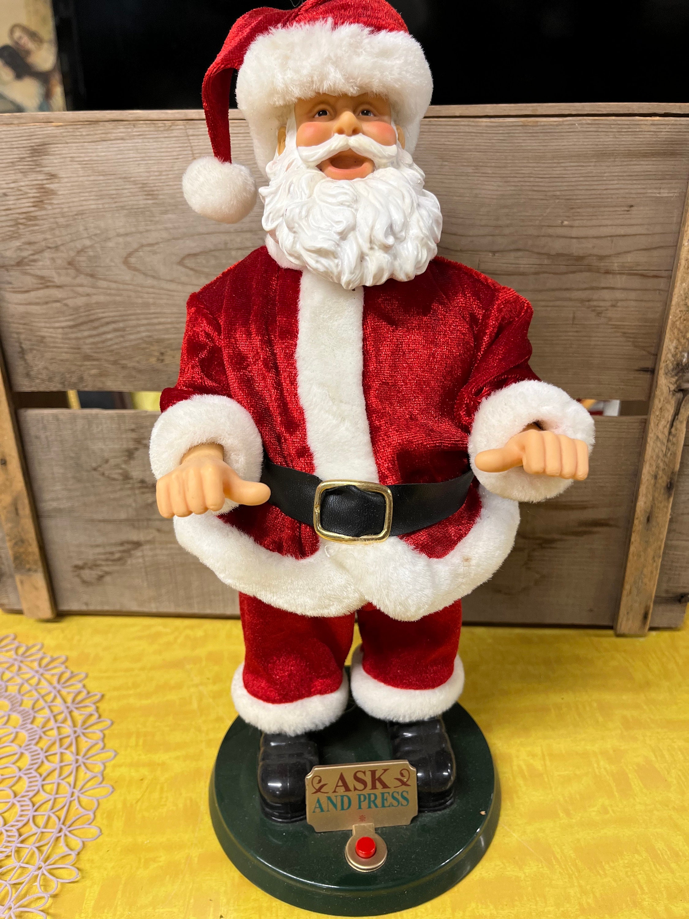 Santa Claus Ask and Press Fortune Teller Vintage Christmas Decor