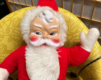 Vintage Santa Claus Plush Rushton Holiday Doll Decor Merry