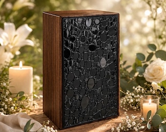 Wooden Cremation Urn with Black Resin Art | Handmade Memorial Urn, Unique Design