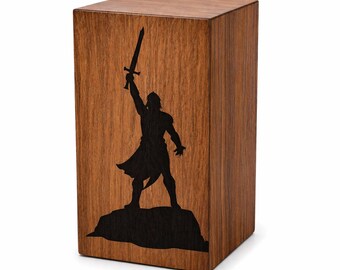 Warrior Memorial Urn, Handmade Rosewood Keepsake Box, Courageous Spirit Tribute