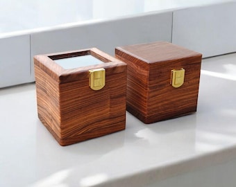 Rosenholz Uhrenbox : Einzeluhr Vitrine, Samt Innenglas & Holzdeckel