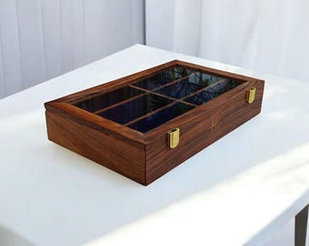Rosewood Sunglasses Organizer: 6-Slot Eyeglasses Display Case