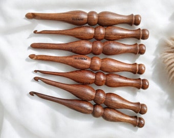 Handmade Rosewood Crochet Hook Set: Ergonomic Pain Relief (3.5mm-16mm)