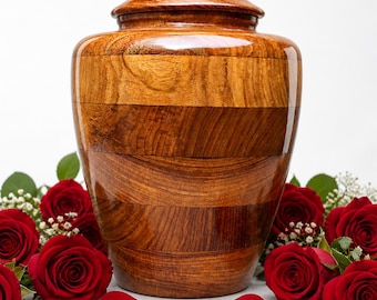 Luxury wooden urn for ashes, Handcrafted Rosewood Jar ,Funeral Memorial Decor Gift