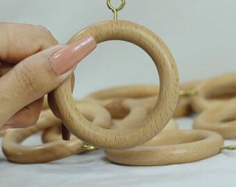 Handmade beechwood Wooden Curtain Rings: 1.25-2.7 inch