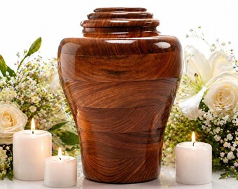 Urna funeraria artesanal de palisandro, frasco conmemorativo brillante, urna para recuerdos de adultos, veta de madera natural.
