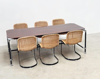 Set of six cidue rattan dining chairs