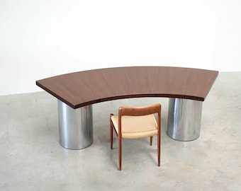 Italian walnut and chrome desk