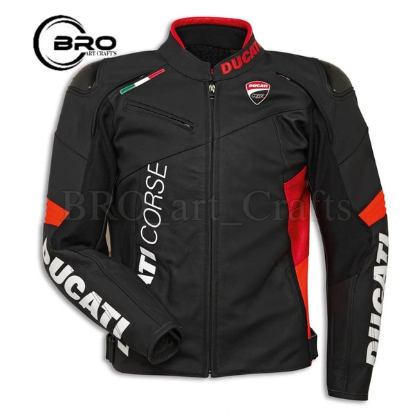Ducati Corse C6 Black Men Motorbike Racing Leather Jacket Cowhide Leather/christmas gift, unisex jacket