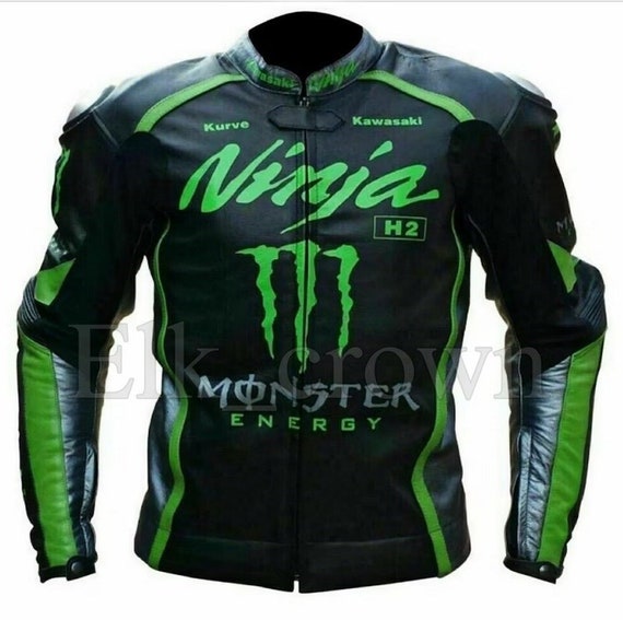 Kawasaki Ninja H2 Motorbike Racing Leather Jacket Handmade