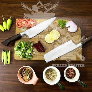 Handmade Kitchen Knife | Chef Knife | Nakiri Knife | Professional Kitchen Tool  - Wenge Wood Handle - Anniversary Gifts
