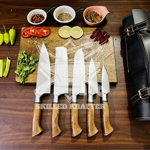 Kitchen Knife Set | 5 Pcs | Chef Set | Nakiri Knife | Chef Knife | Santoku Knife | Utility Knife | Paring Knife - Gifts For Her